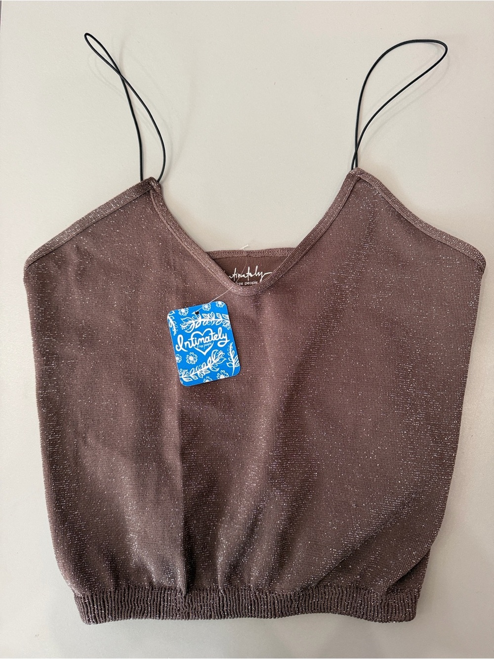 NWT Free People Skinny Strap Seamless Brami Shimmer Coffee Lurex size m/l